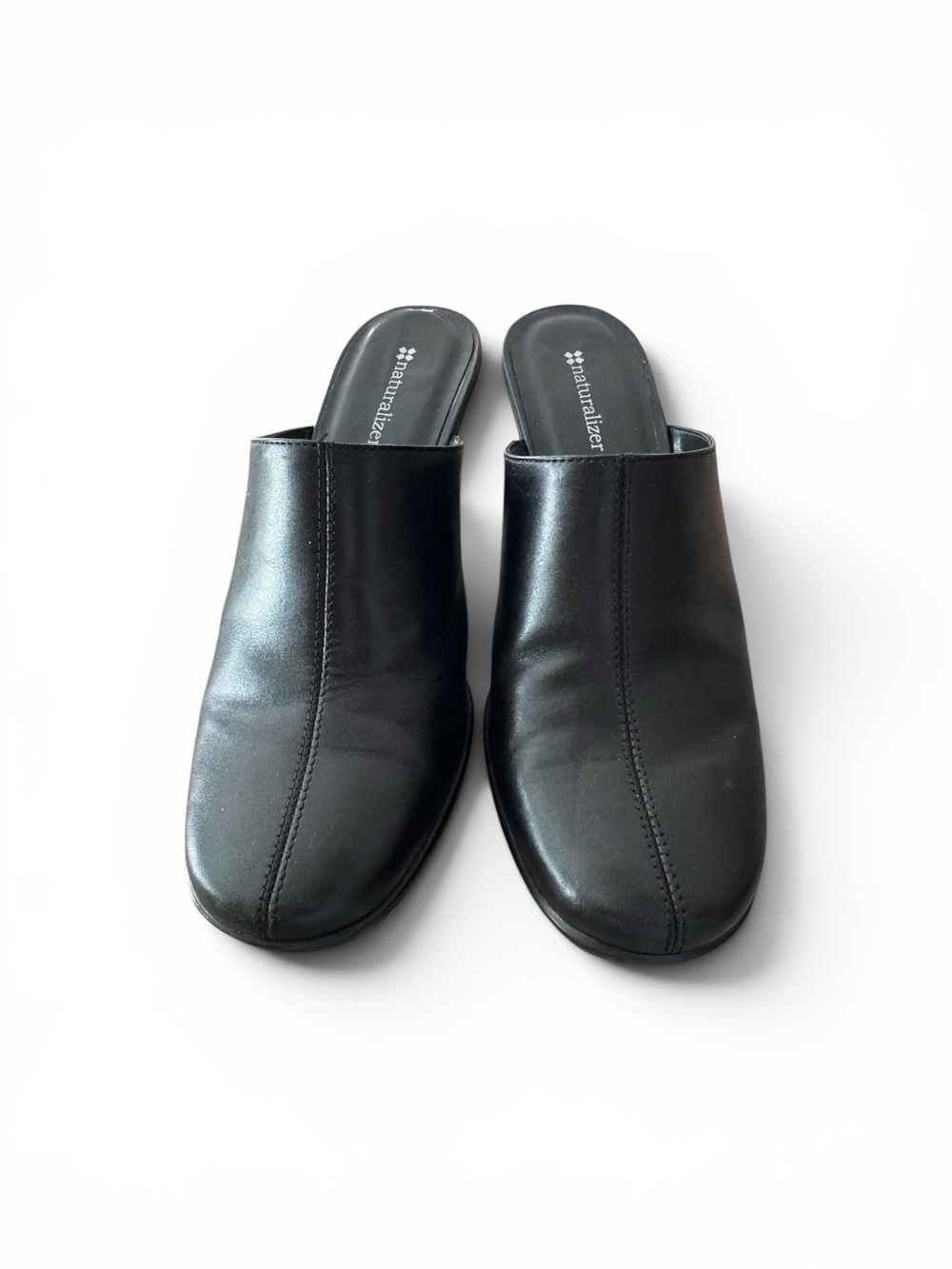 Naturalizer Caesar Dark Brown Leather Closed Toe Slip On Mules Clogs Size 8M